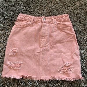 Pink denim skirt